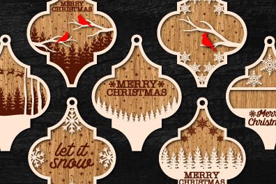 Σετ των 3 Intra απο ξύλο plywood 3mm-4mm πάχος Χριστουγεννιάτικο αραβικό στολίδι με λέιζερ Δίασταση 8x8 cm INTRAFABR-79549966