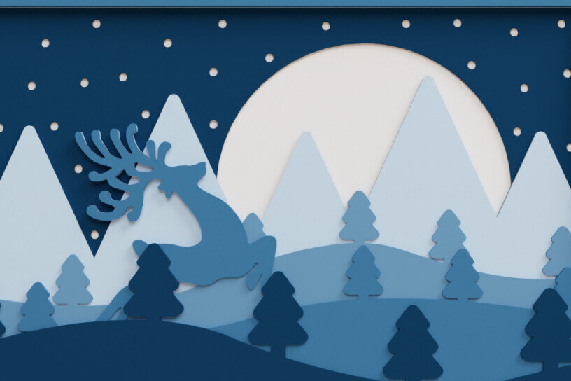 Intra απο ξύλο plywood 3mm-4mm πάχος Χριστουγεννιάτικο φόντο 3D Πολυεπίπεδο Δίασταση 40x40 cm INTRAFABR-77122844