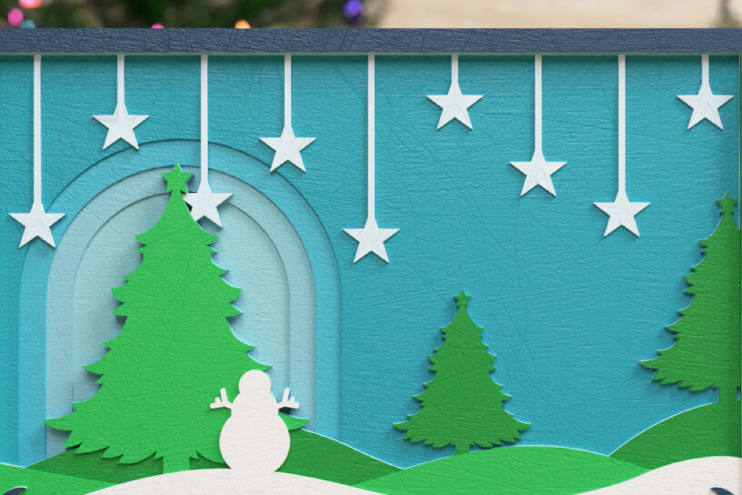 Intra απο ξύλο plywood 3mm-4mm πάχος Χριστουγεννιάτικο φόντο 3D Πολυεπίπεδο Δίασταση 40x40 cm INTRAFABR-76153498