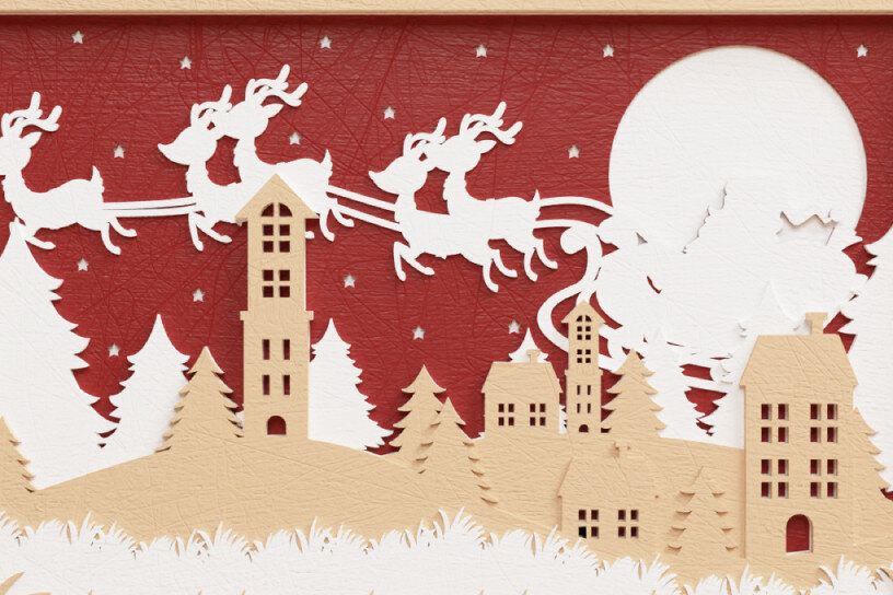 Intra απο ξύλο plywood 3mm-4mm πάχος Χριστουγεννιάτικο φόντο 3D Πολυεπίπεδο Δίασταση 40x40 cm INTRAFABR-76517586