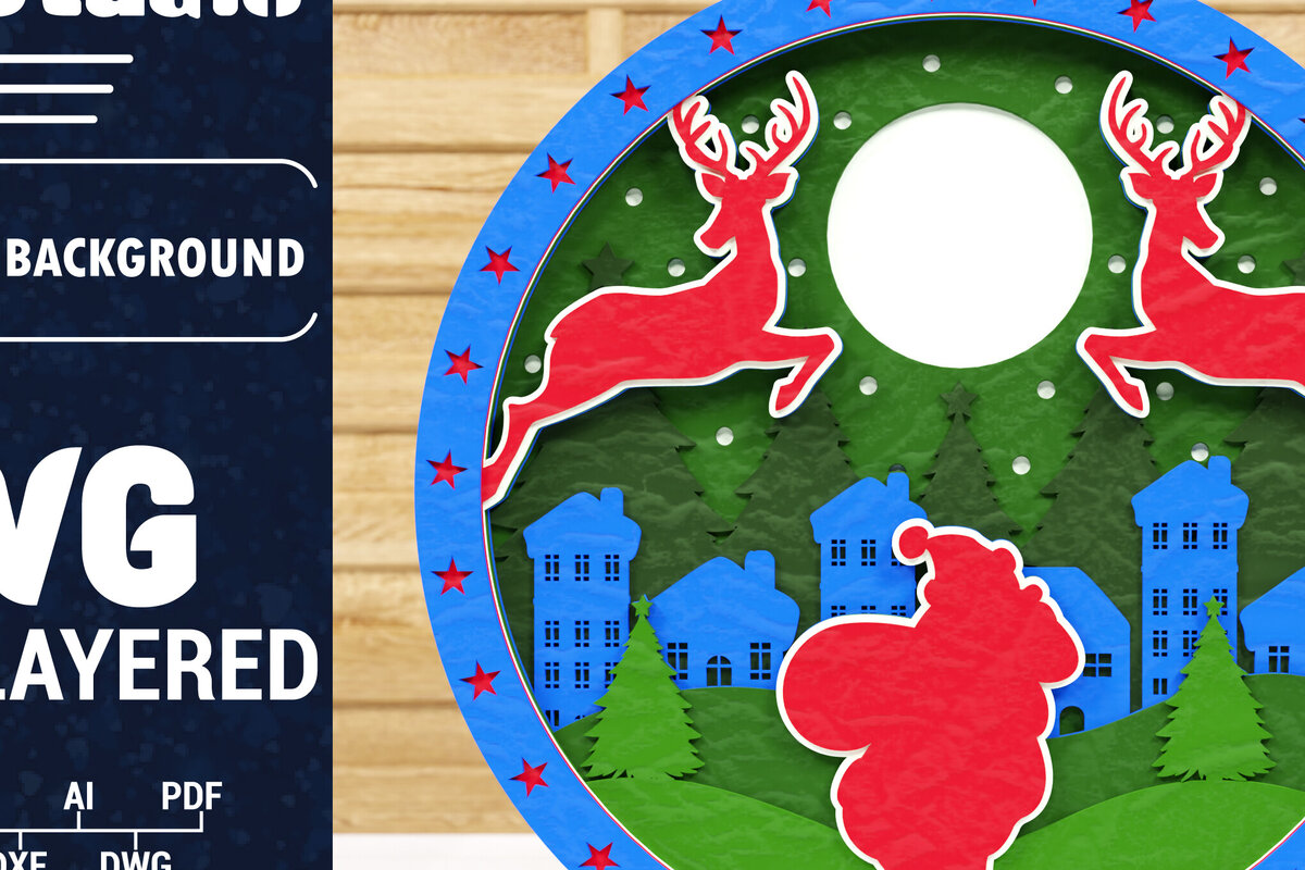 Σετ των 3 Intra απο ξύλο plywood 3mm-4mm πάχος Χριστουγεννιάτικο φόντο κοπής με λέιζερ Δίασταση 1500x1500 cm INTRAFABR-79297557