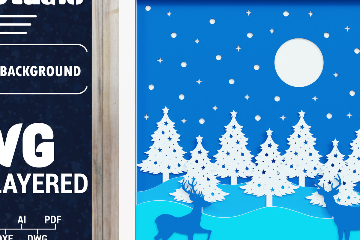 Σετ των 2 Intra απο ξύλο plywood 3mm-4mm πάχος Χριστουγεννιάτικο φόντο κοπής με λέιζερ Δίασταση 1500x1500 cm INTRAFABR-84788229