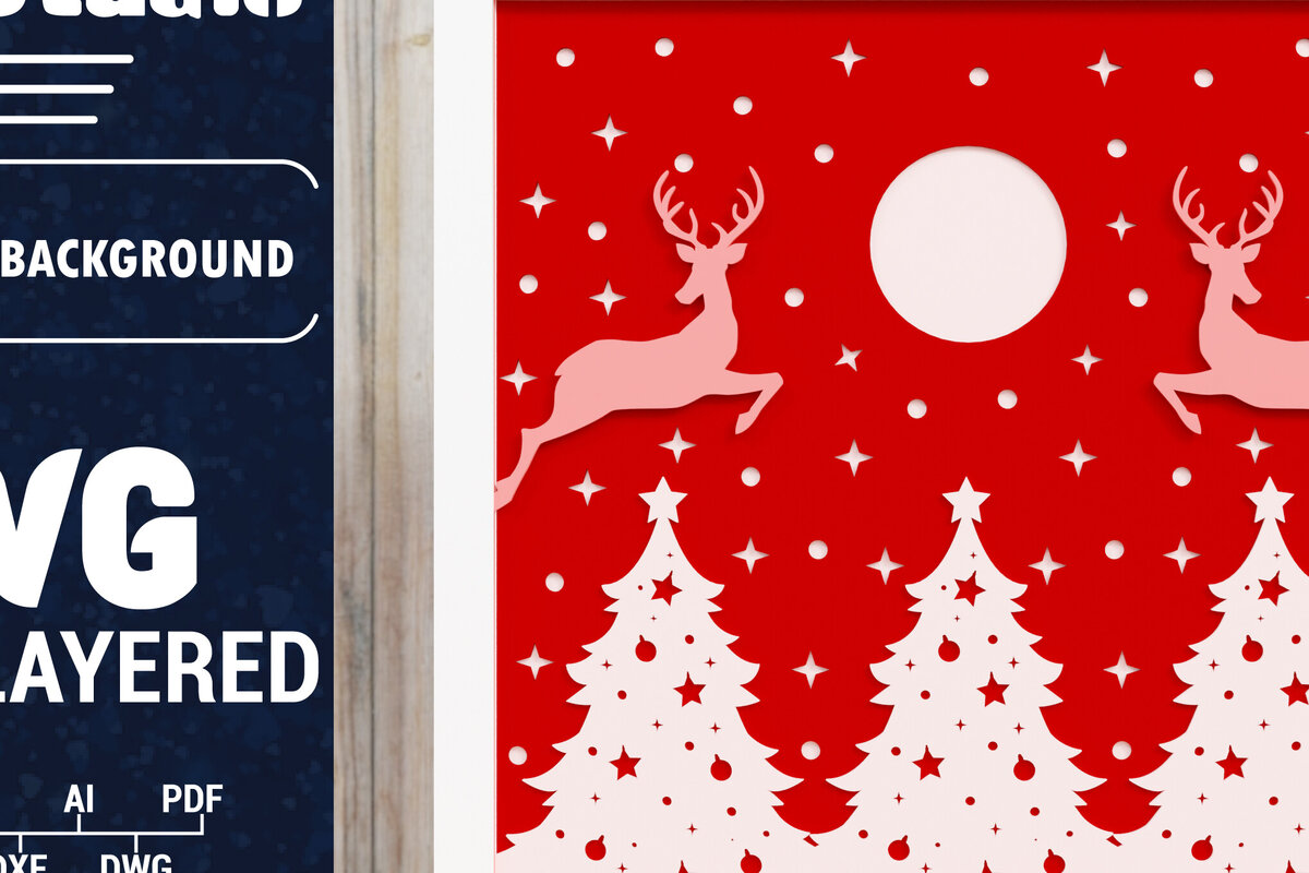 Σετ των 2 Intra απο ξύλο plywood 3mm-4mm πάχος Χριστουγεννιάτικο φόντο κοπής με λέιζερ Δίασταση 1500x1500 cm INTRAFABR-84788231