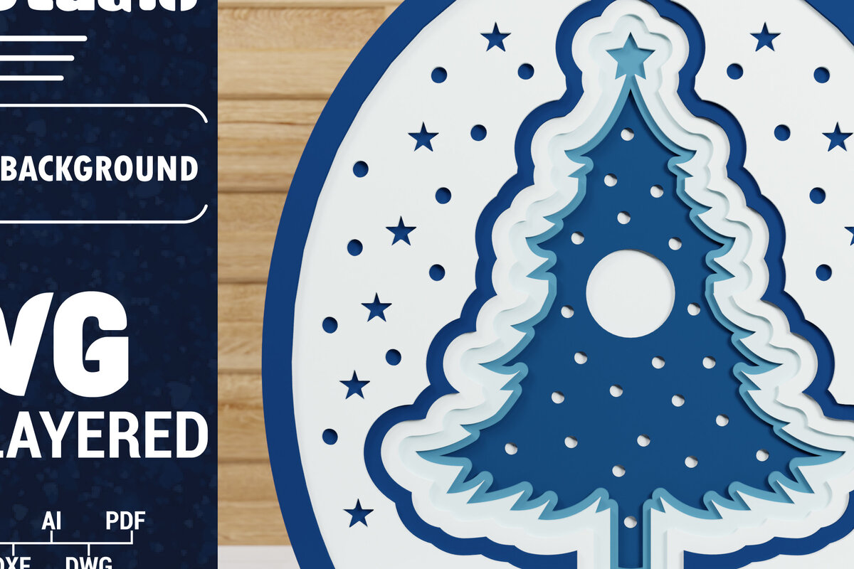 Σετ των 2 Intra απο ξύλο plywood 3mm-4mm πάχος Χριστουγεννιάτικο φόντο κοπής με λέιζερ Δίασταση 1500x1500 cm INTRAFABR-76629167