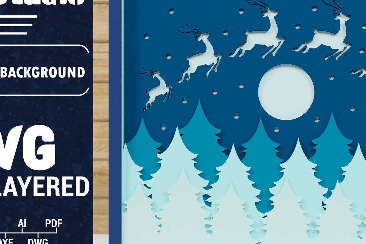 Σετ των 2 Intra απο ξύλο plywood 3mm-4mm πάχος Χριστουγεννιάτικο φόντο κοπής με λέιζερ Δίασταση 1500x1500 cm INTRAFABR-76706428