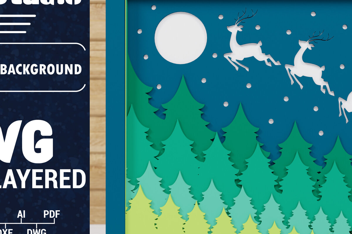 Σετ των 2 Intra απο ξύλο plywood 3mm-4mm πάχος Χριστουγεννιάτικο φόντο κοπής με λέιζερ Δίασταση 1500x1500 cm INTRAFABR-76706429