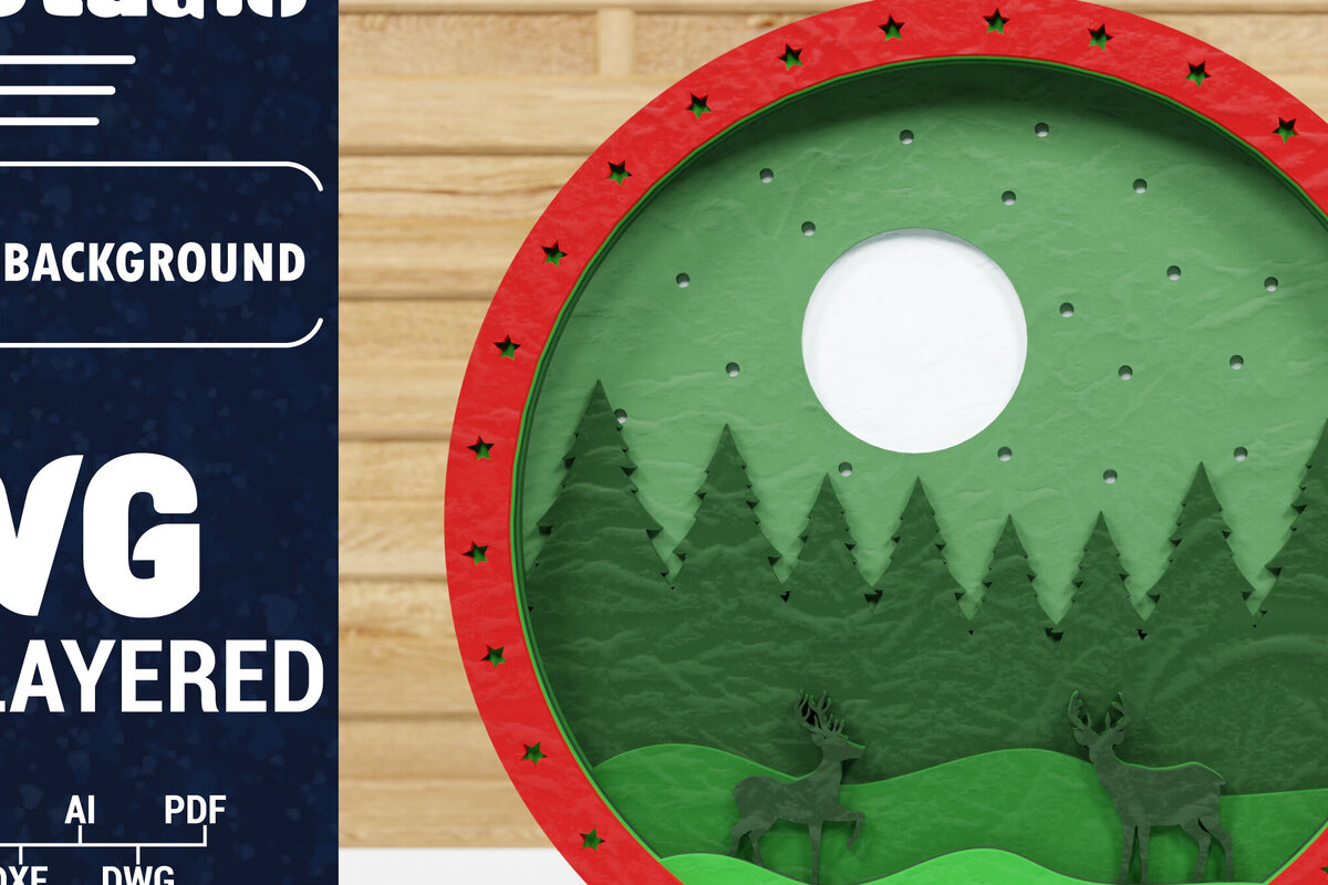 Σετ των 2 Intra απο ξύλο plywood 3mm-4mm πάχος Χριστουγεννιάτικο φόντο κοπής με λέιζερ Δίασταση 1500x1500 cm INTRAFABR-79221382