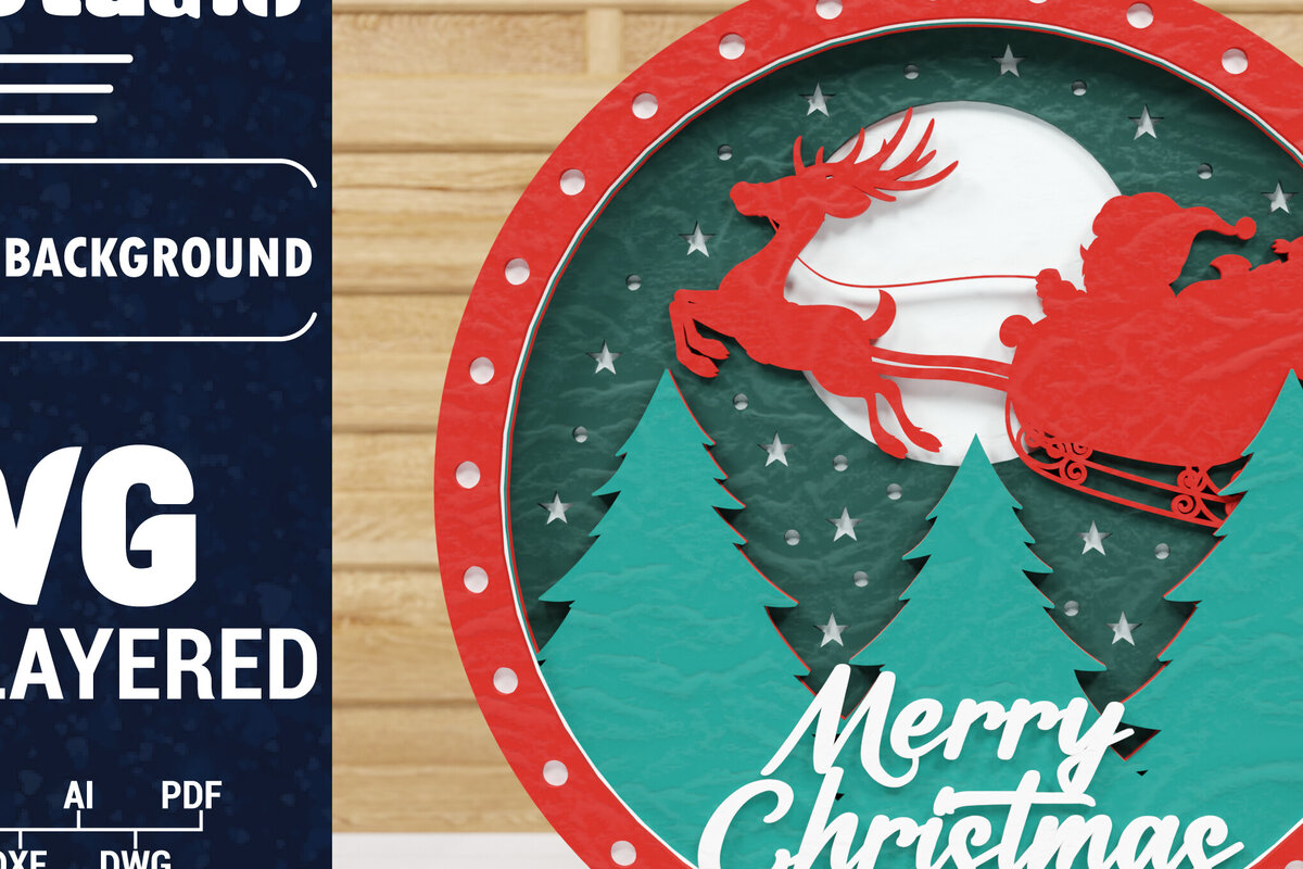 Σετ των 2 Intra απο ξύλο plywood 3mm-4mm πάχος Χριστουγεννιάτικο φόντο κοπής με λέιζερ Δίασταση 1500x1500 cm INTRAFABR-79242178