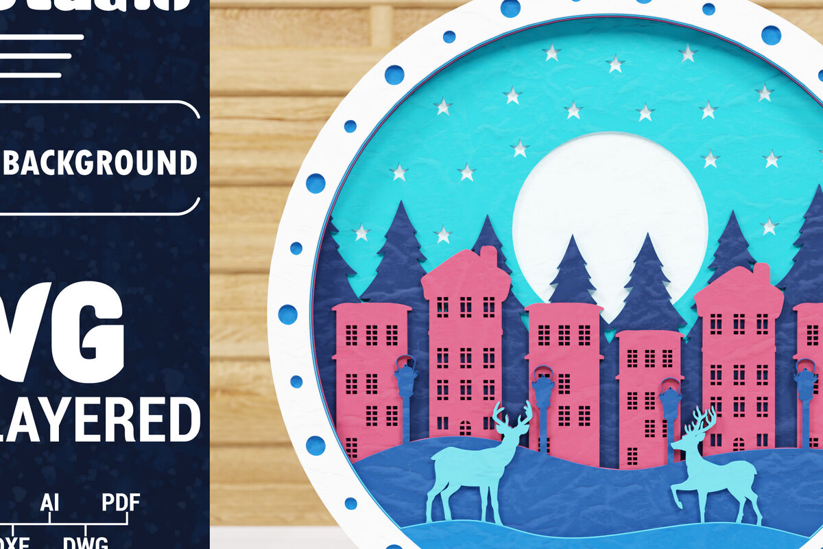 Σετ των 2 Intra απο ξύλο plywood 3mm-4mm πάχος Χριστουγεννιάτικο φόντο κοπής με λέιζερ Δίασταση 1500x1500 cm INTRAFABR-79242180