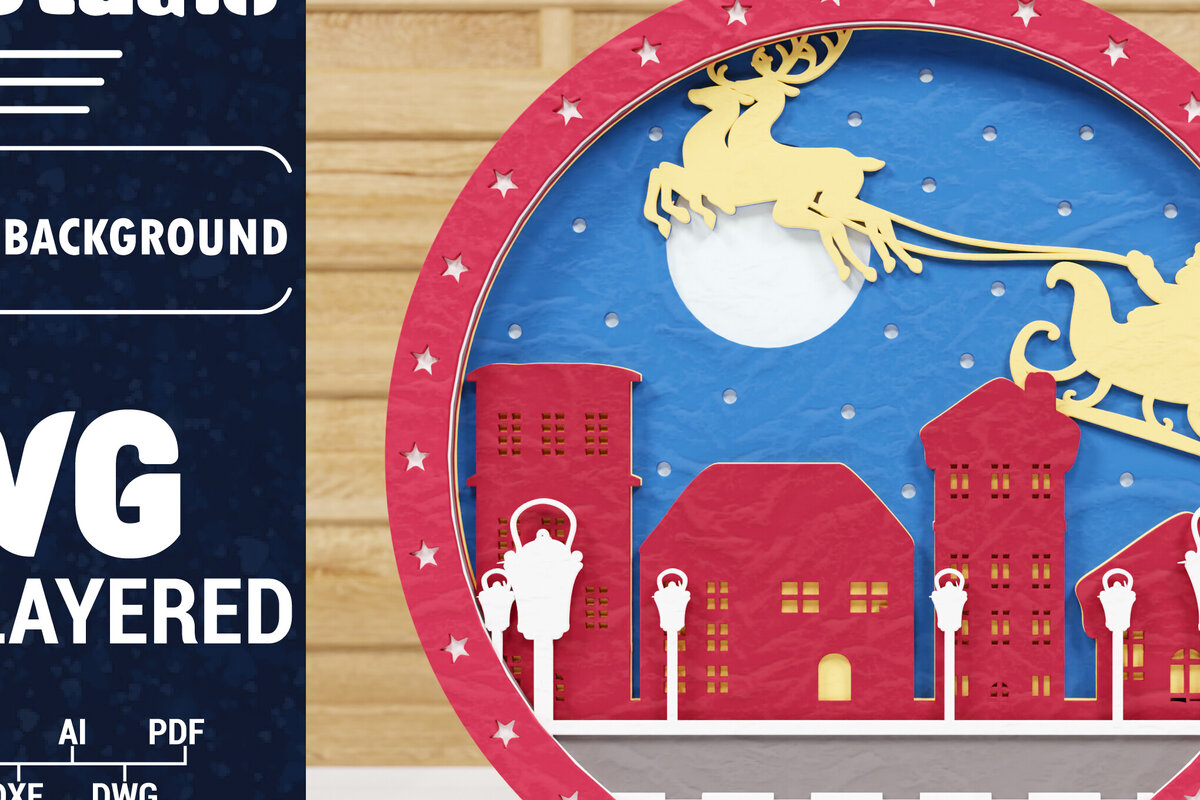 Σετ των 2 Intra απο ξύλο plywood 3mm-4mm πάχος Χριστουγεννιάτικο φόντο κοπής με λέιζερ Δίασταση 1500x1500 cm INTRAFABR-79242184