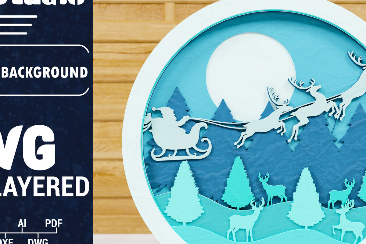 Σετ των 2 Intra απο ξύλο plywood 3mm-4mm πάχος Χριστουγεννιάτικο φόντο κοπής με λέιζερ Δίασταση 1500x1500 cm INTRAFABR-79242194