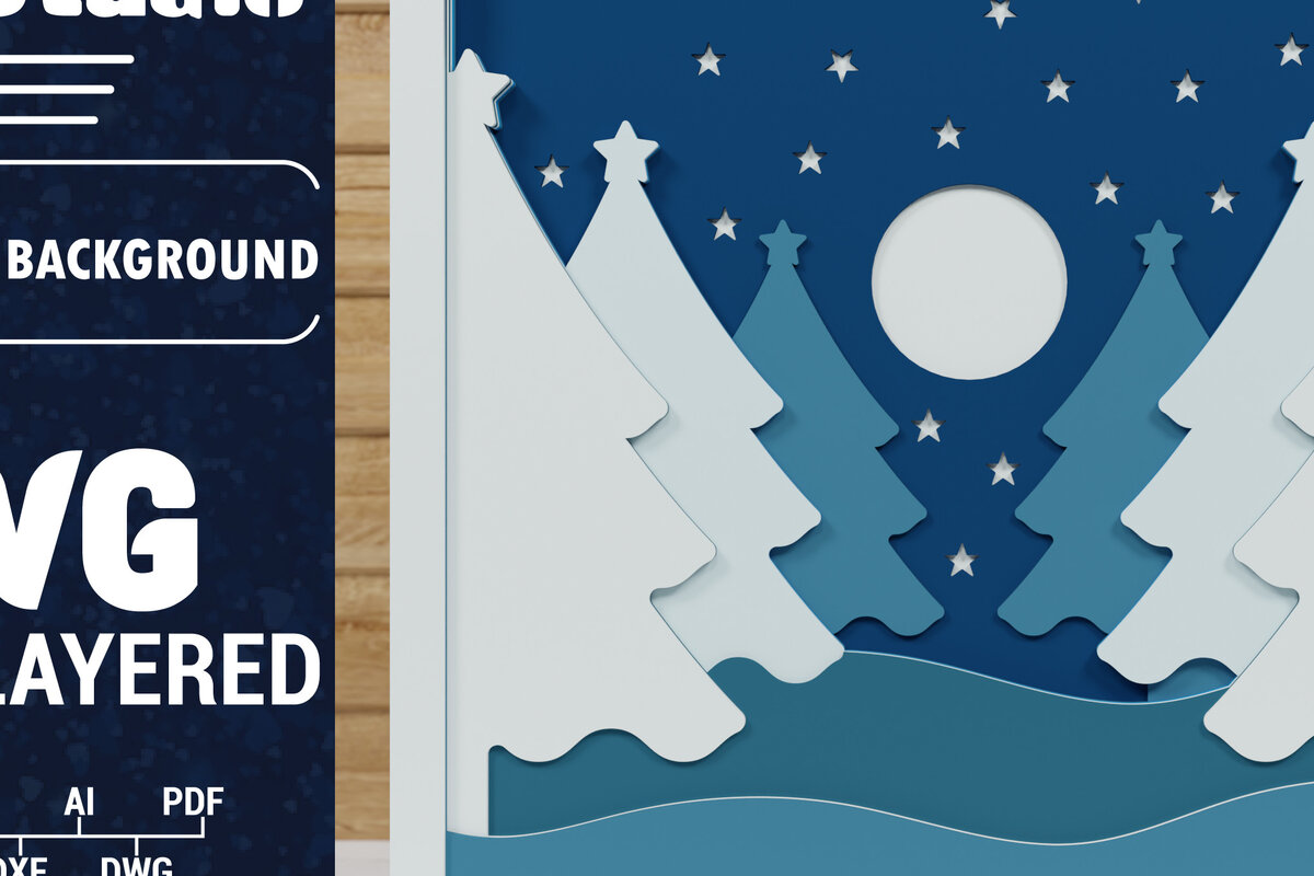 Σετ των 2 Intra απο ξύλο plywood 3mm-4mm πάχος Χριστουγεννιάτικο φόντο κοπής με λέιζερ Δίασταση 1500x1500 cm INTRAFABR-76554789