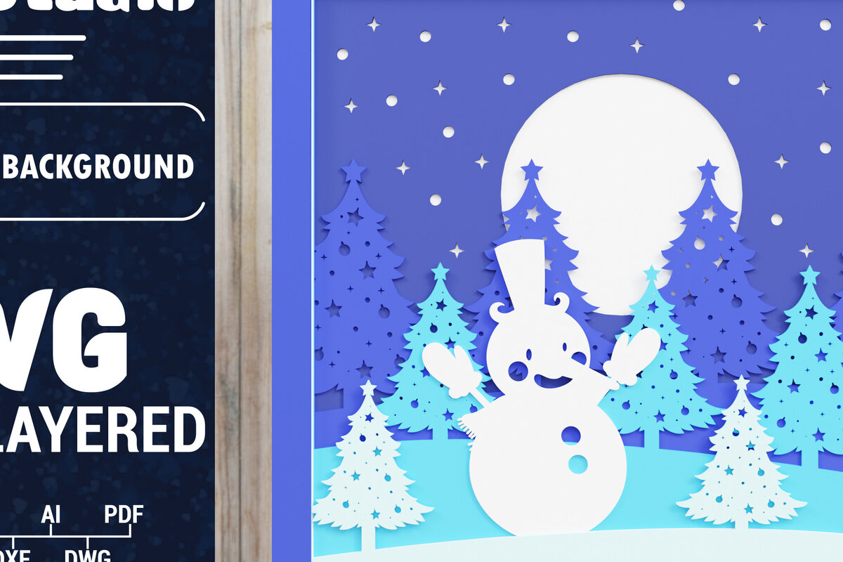 Σετ των 2 Intra απο ξύλο plywood 3mm-4mm πάχος Χριστουγεννιάτικο φόντο με  Papercut Δίασταση 1500x1500 cm INTRAFABR-85426678