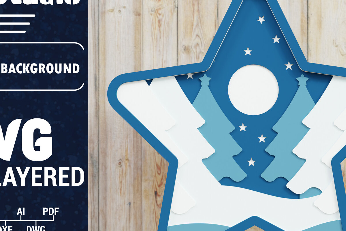 Σετ των 2 Intra απο ξύλο plywood 3mm-4mm πάχος Χριστουγεννιάτικο φόντο με  Papercut Δίασταση 1500x1500 cm INTRAFABR-85426681