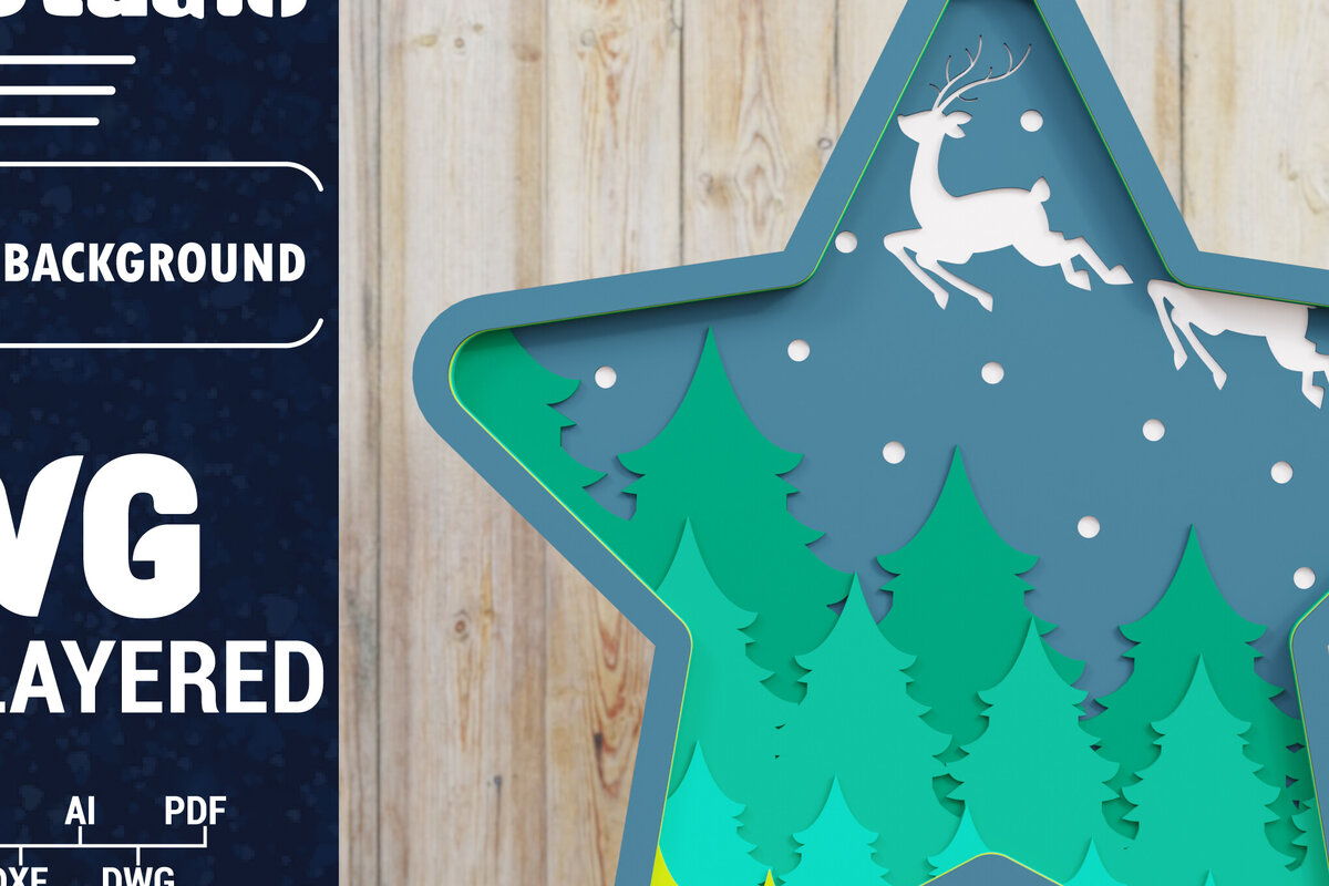 Σετ των 2 Intra απο ξύλο plywood 3mm-4mm πάχος Χριστουγεννιάτικο φόντο με  Papercut Δίασταση 1500x1500 cm INTRAFABR-85426692