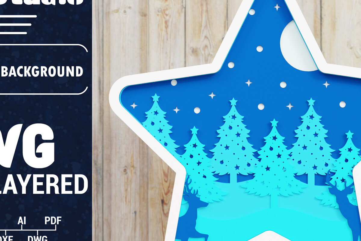 Σετ των 3 Intra απο ξύλο plywood 3mm-4mm πάχος Χριστουγεννιάτικο φόντο με  Papercut Δίασταση 1500x1500 cm INTRAFABR-85426695