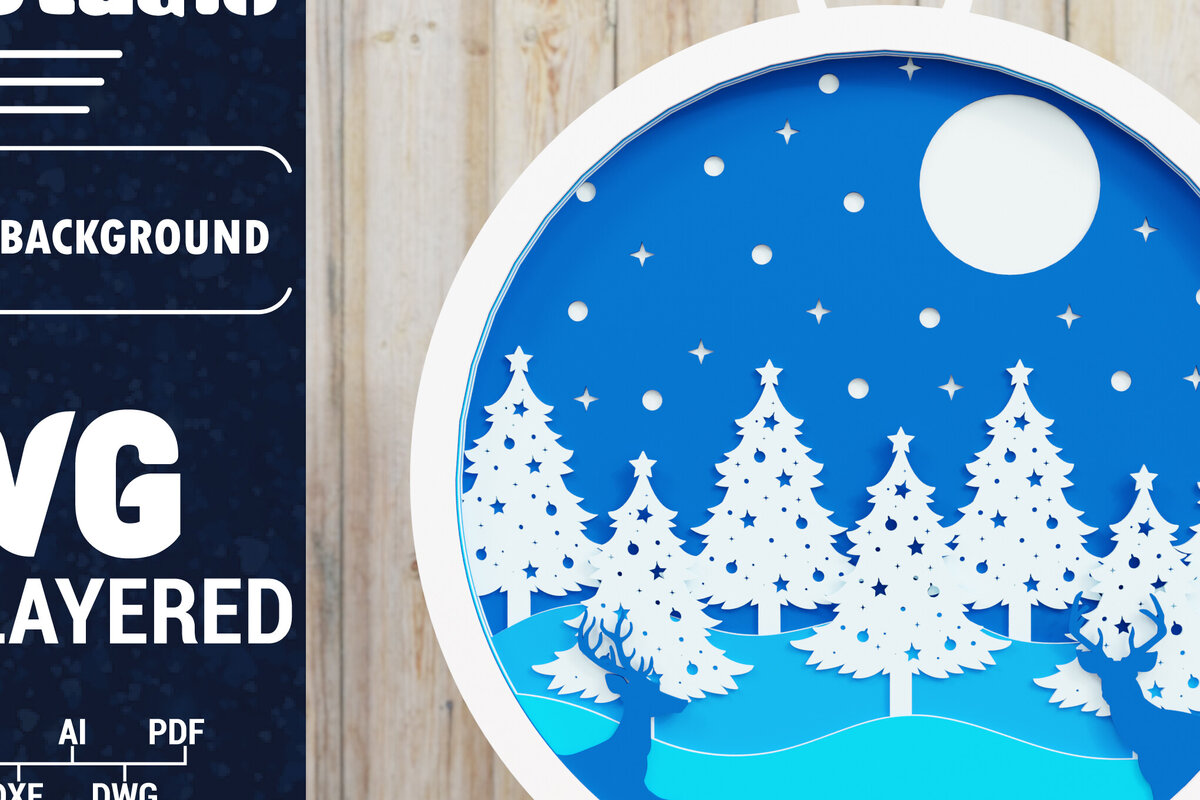 Σετ των 2 Intra απο ξύλο plywood 3mm-4mm πάχος Χριστουγεννιάτικο φόντο με  Papercut Δίασταση 1500x1500 cm INTRAFABR-85074982