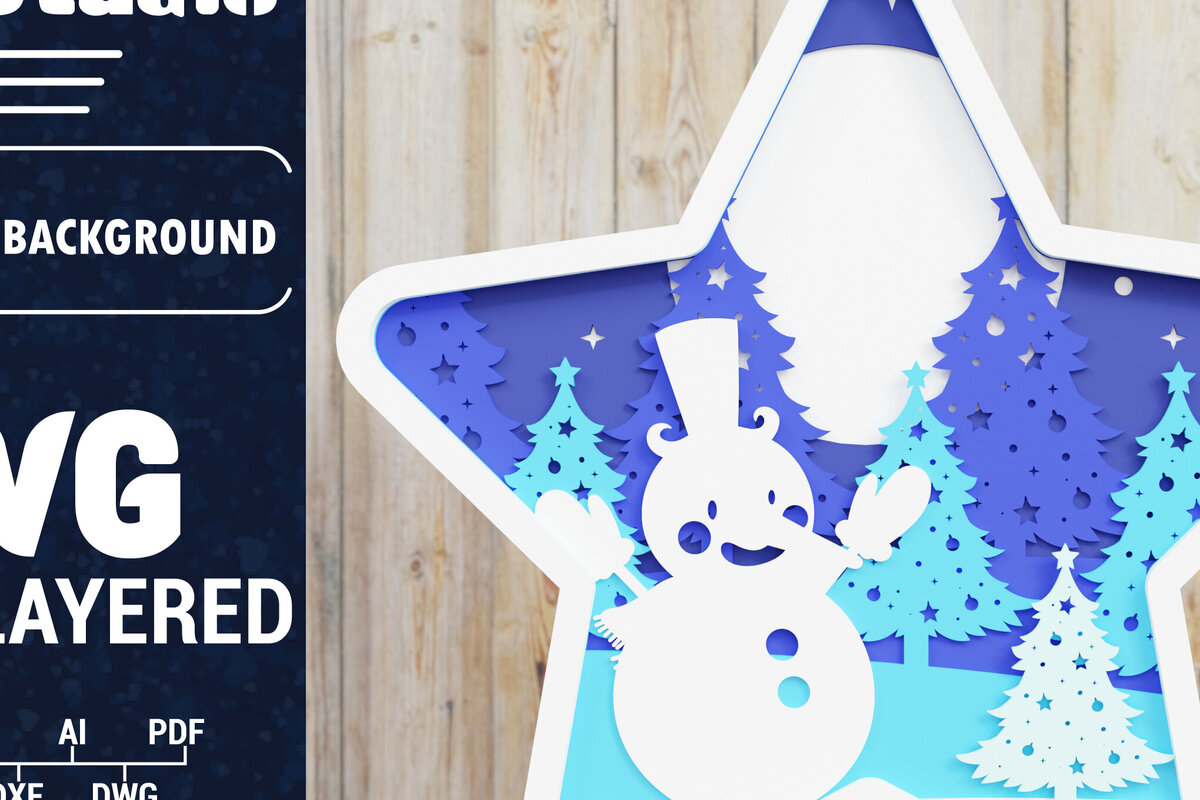 Σετ των 2 Intra απο ξύλο plywood 3mm-4mm πάχος Χριστουγεννιάτικο φόντο με  Papercut Δίασταση 1500x1500 cm INTRAFABR-85426722