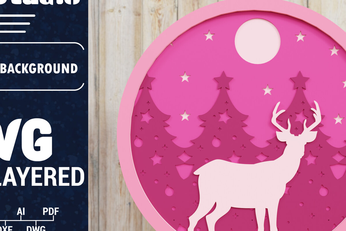 Σετ των 2 Intra απο ξύλο plywood 3mm-4mm πάχος Χριστουγεννιάτικο φόντο με  Papercut Δίασταση 1500x1500 cm INTRAFABR-85074992