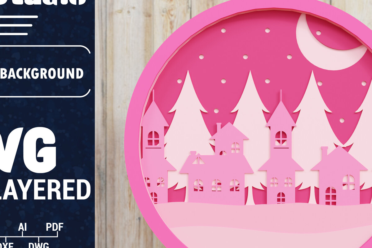 Σετ των 3 Intra απο ξύλο plywood 3mm-4mm πάχος Χριστουγεννιάτικο φόντο με  Papercut Δίασταση 1500x1500 cm INTRAFABR-85074998