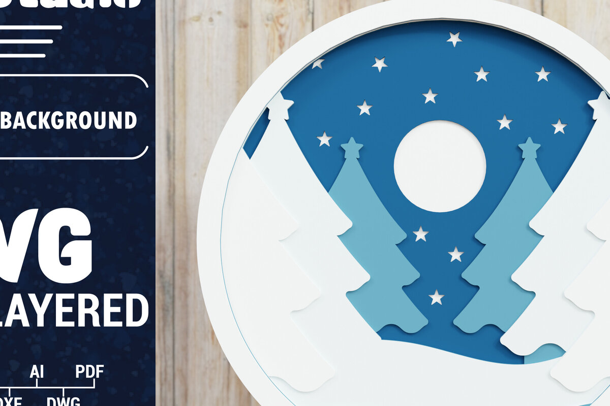 Intra απο ξύλο plywood 3mm-4mm πάχος Χριστουγεννιάτικο φόντο με  Papercut Δίασταση 1500x1500 cm INTRAFABR-85075001