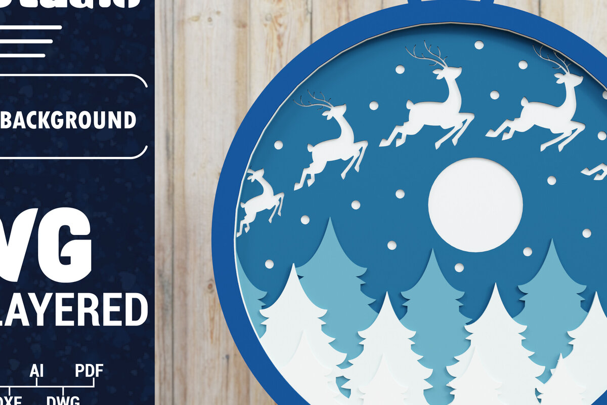 Σετ των 2 Intra απο ξύλο plywood 3mm-4mm πάχος Χριστουγεννιάτικο φόντο με  Papercut Δίασταση 1500x1500 cm INTRAFABR-85075012