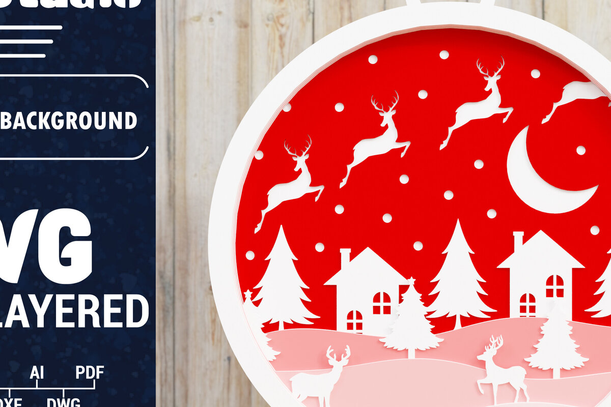 Σετ των 2 Intra απο ξύλο plywood 3mm-4mm πάχος Χριστουγεννιάτικο φόντο με  Papercut Δίασταση 1500x1500 cm INTRAFABR-85074977