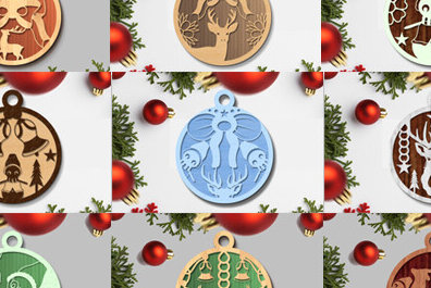 Σετ των 2 Intra απο ξύλο plywood 3mm-4mm πάχος Χριστουγεννιάτικη μπάλα 3D Δίασταση 15x15 cm INTRAFABR-78164109