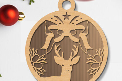 Σετ των 2 Intra απο ξύλο plywood 3mm-4mm πάχος Χριστουγεννιάτικη μπάλα 3D Design Δίασταση 15x15 cm INTRAFABR-73432198