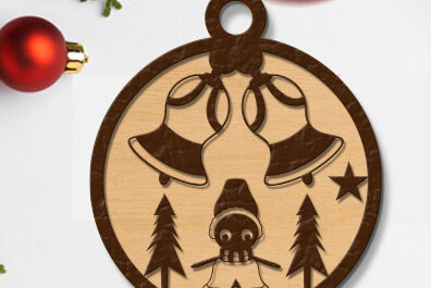 Σετ των 2 Intra απο ξύλο plywood 3mm-4mm πάχος Χριστουγεννιάτικη μπάλα 3D Design Δίασταση 15x15 cm INTRAFABR-73432210