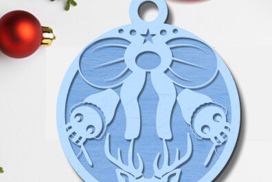 Σετ των 2 Intra απο ξύλο plywood 3mm-4mm πάχος Χριστουγεννιάτικη μπάλα 3D Design Δίασταση 15x15 cm INTRAFABR-73432227