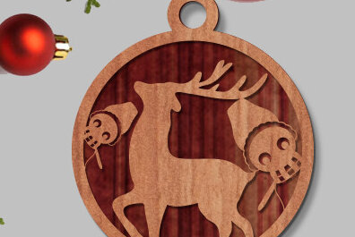 Σετ των 2 Intra απο ξύλο plywood 3mm-4mm πάχος Χριστουγεννιάτικη μπάλα 3D Design Δίασταση 15x15 cm INTRAFABR-73432243