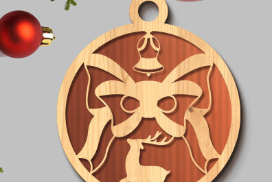Σετ των 2 Intra απο ξύλο plywood 3mm-4mm πάχος Χριστουγεννιάτικη μπάλα 3D Design Δίασταση 15x15 cm INTRAFABR-73432262