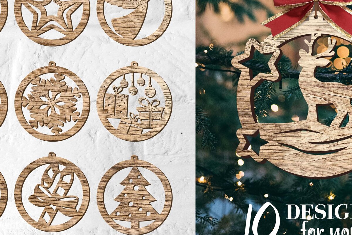 Σετ των 3 Intra απο ξύλο plywood 3mm-4mm πάχος Χριστουγεννιάτικων Μπαλών. Χριστουγεννιάτικο Στολίδι Δίασταση 8x8 cm INTRAFABR-84509473