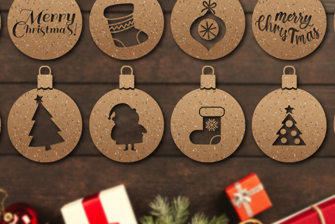 Σετ των 2 Intra απο ξύλο plywood 3mm-4mm πάχος διακοσμήσεων χριστουγεννιάτικων μπάλων Δίασταση 15x15 cm INTRAFABR-19338388