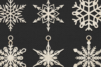 Σετ των 2 Intra απο ξύλο plywood 3mm-4mm πάχος Διακοσμήσεις χριστουγεννιάτικων μπάλων με λέιζερ Δίασταση 15x15 cm INTRAFABR-52078196