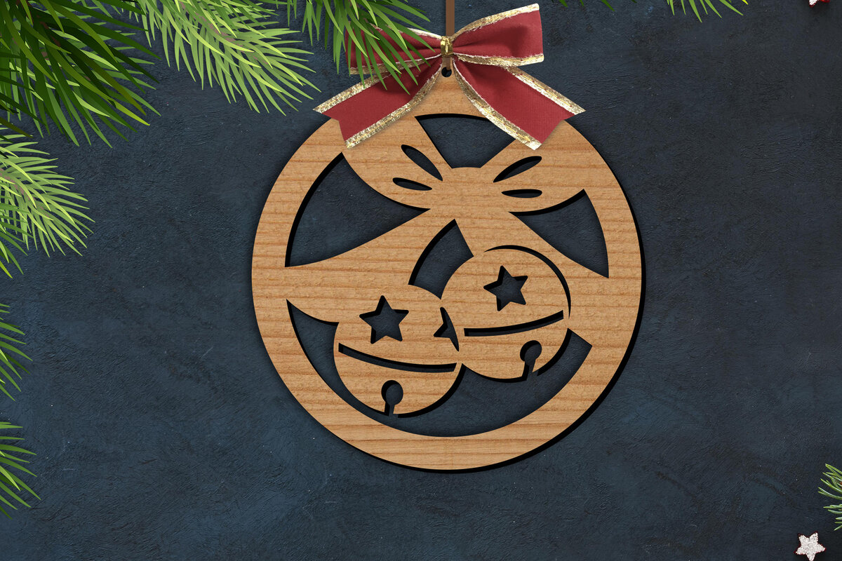 Σετ των 2 Intra απο ξύλο plywood 3mm-4mm πάχος Χριστουγεννιάτικη Μπάλα Σχεδιασμός | Δίασταση 15x15 cm INTRAFABR-76134840