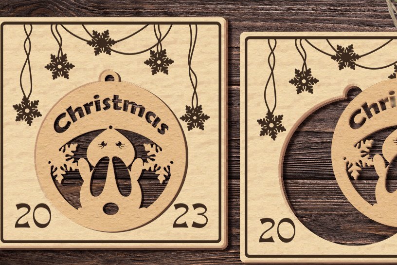 Σετ των 2 Intra απο ξύλο plywood 3mm-4mm πάχος Χριστουγεννιάτικη Μπάλα σε Χριστουγεννιάτικη Κάρτα/r Δίασταση 17x17 cm INTRAFABR-43206902