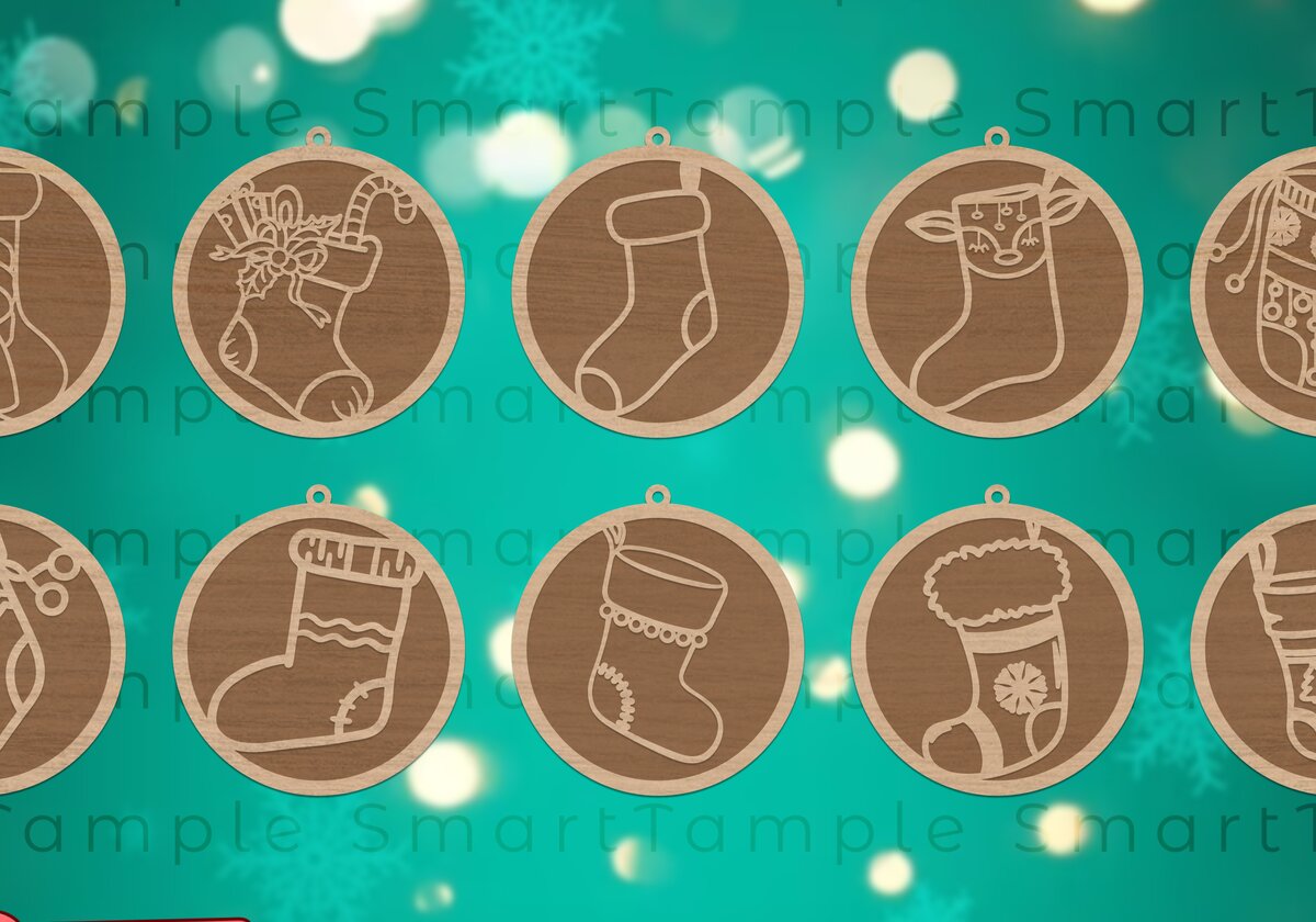 Σετ των 3 Intra απο ξύλο plywood 3mm-4mm πάχος Χριστουγεννιάτικη Μπάλα , Χριστουγεννιάτικο Δίασταση 8x8 cm INTRAFABR-84289585