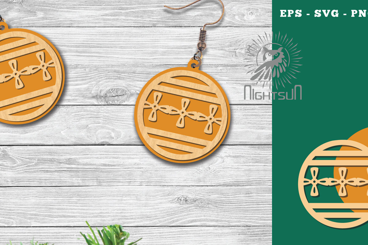 Σετ των 3 Intra απο ξύλο plywood 3mm-4mm πάχος Χριστουγεννιάτικα σκουλαρίκια κομμένα με λέιζερ με μπάλα Δίασταση 3x3 cm INTRAFABR-112553023