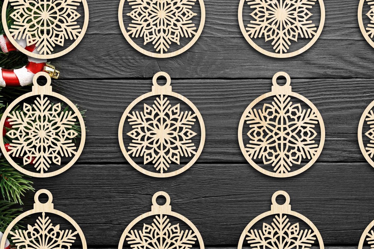 Σετ των 3 Intra απο ξύλο plywood 3mm-4mm πάχος Cut  Christmas Ball 02 Δίασταση 8x8 cm INTRAFABR-79323952