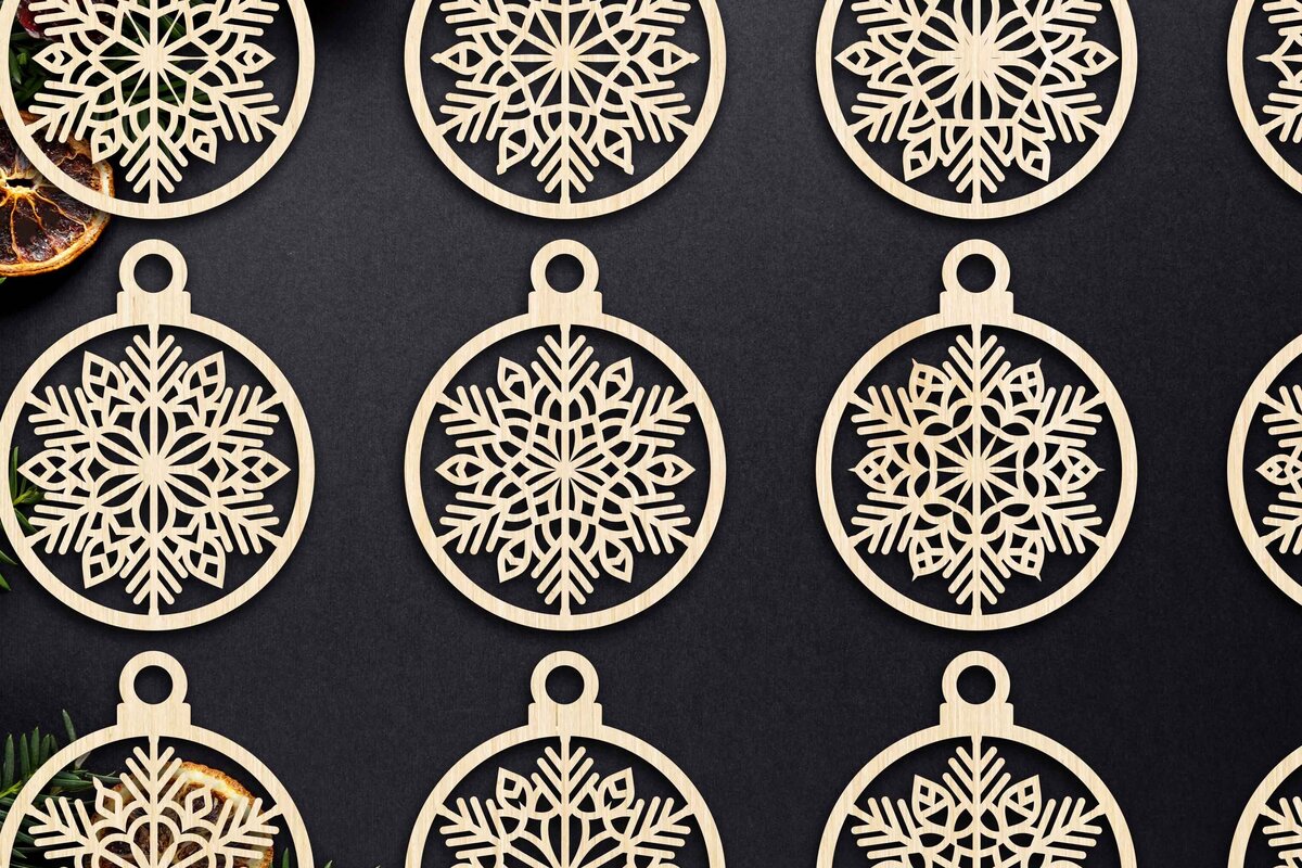 Σετ των 3 Intra απο ξύλο plywood 3mm-4mm πάχος Cut  Christmas Ball 03 Δίασταση 8x8 cm INTRAFABR-79428138