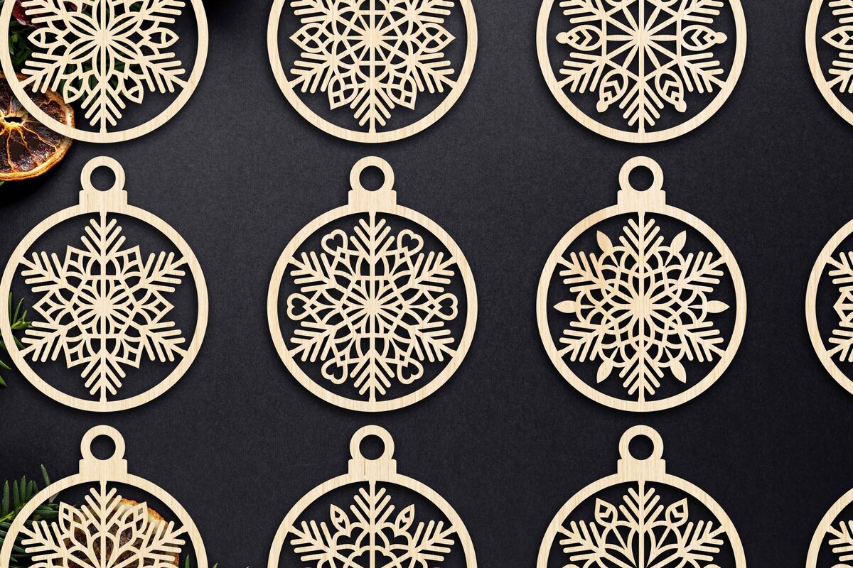 Σετ των 3 Intra απο ξύλο plywood 3mm-4mm πάχος Cut  Christmas Ball 06 Δίασταση 8x8 cm INTRAFABR-79428475