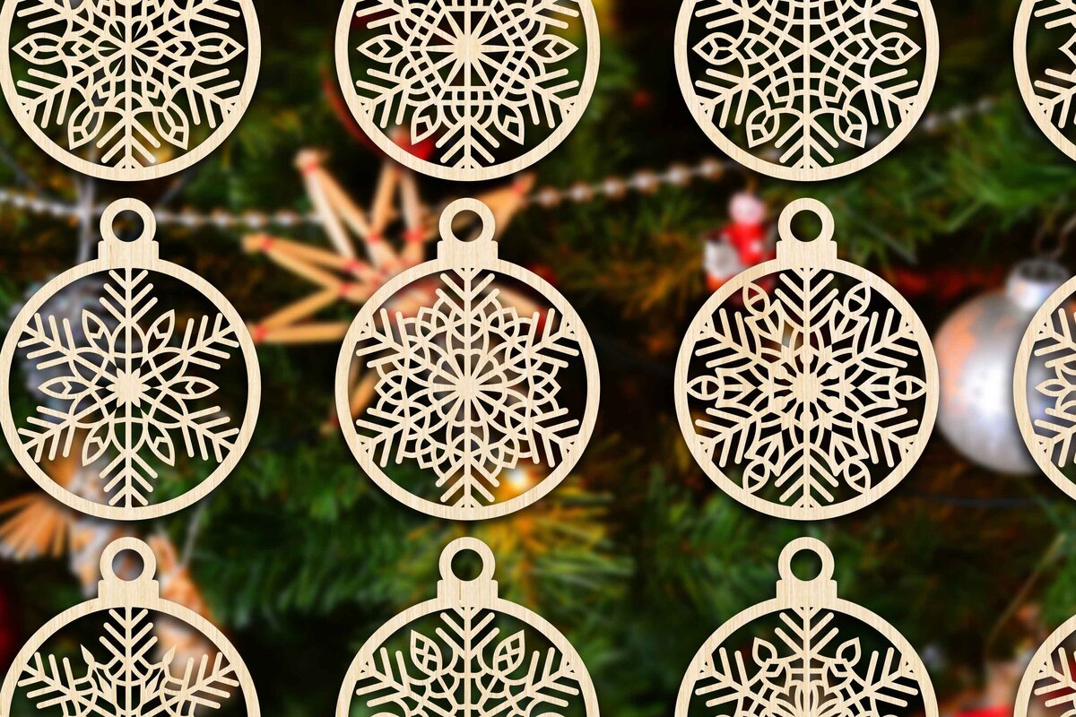 Σετ των 3 Intra απο ξύλο plywood 3mm-4mm πάχος Cut  Christmas Ball 10 Δίασταση 8x8 cm INTRAFABR-79429211