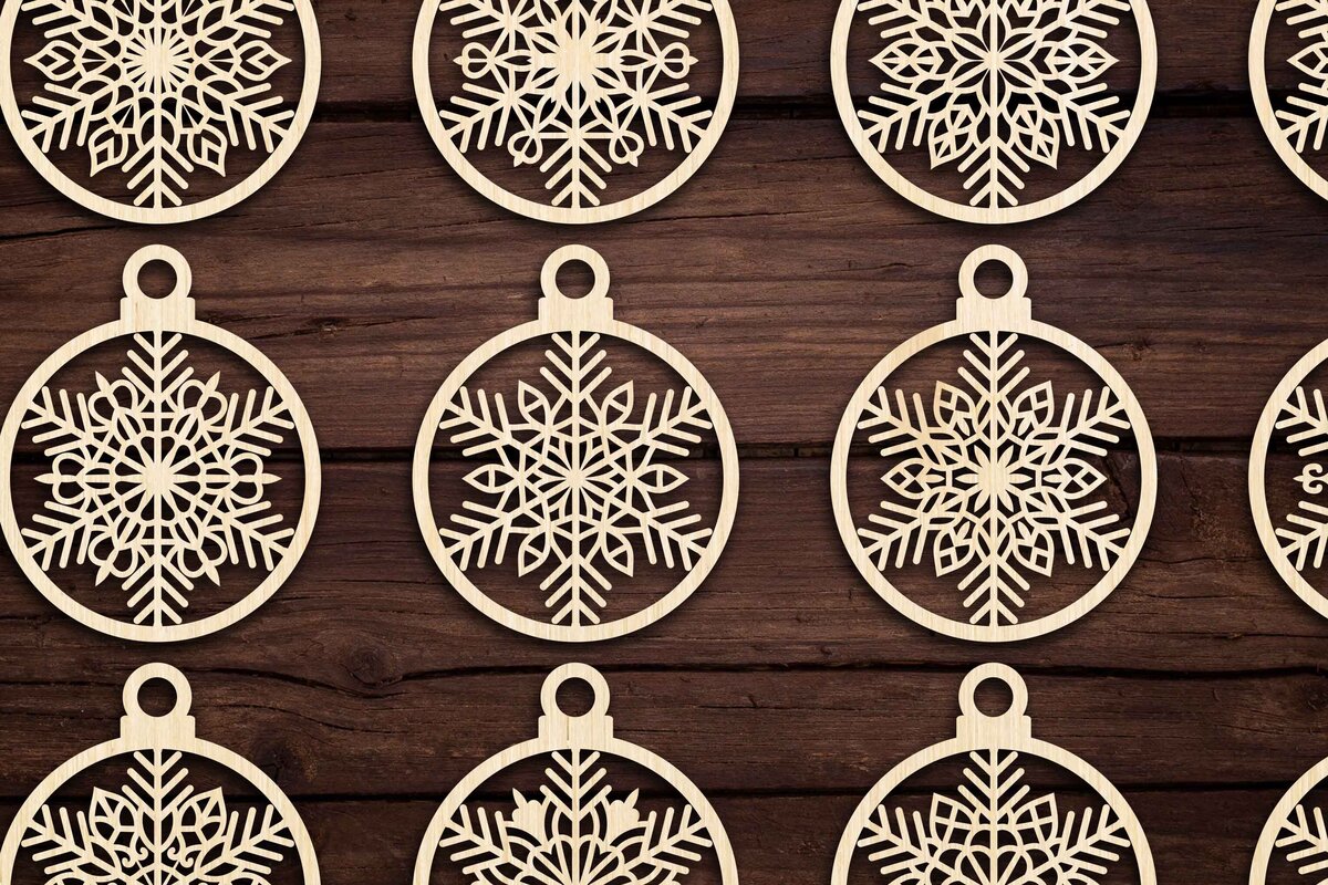 Σετ των 3 Intra απο ξύλο plywood 3mm-4mm πάχος Cut  Christmas Ball 11 Δίασταση 8x8 cm INTRAFABR-79429226