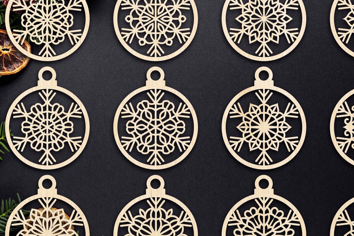 Σετ των 3 Intra απο ξύλο plywood 3mm-4mm πάχος Cut  Christmas Ball 13 Δίασταση 8x8 cm INTRAFABR-79429272