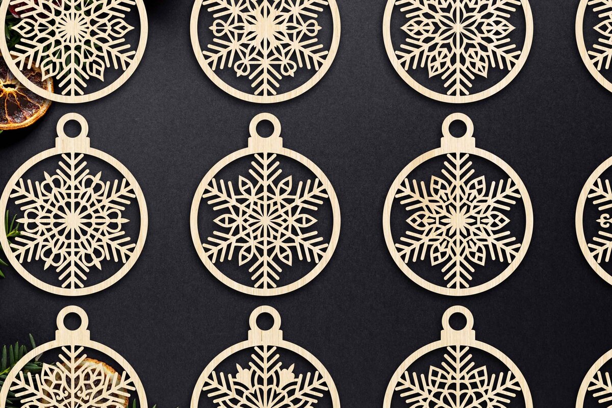 Σετ των 3 Intra απο ξύλο plywood 3mm-4mm πάχος Cut  Christmas Ball 13 Δίασταση 8x8 cm INTRAFABR-79429256