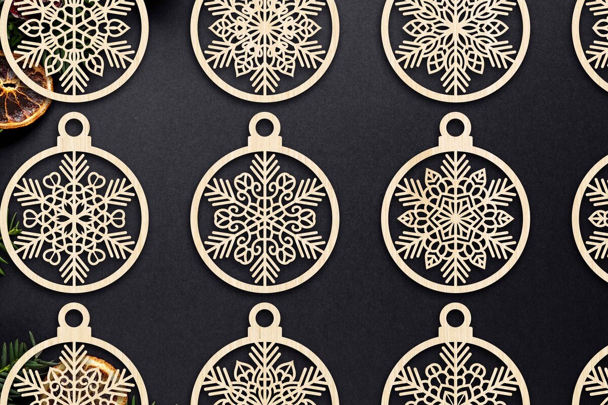 Σετ των 3 Intra απο ξύλο plywood 3mm-4mm πάχος Cut  Christmas Ball 15 Δίασταση 8x8 cm INTRAFABR-79430638