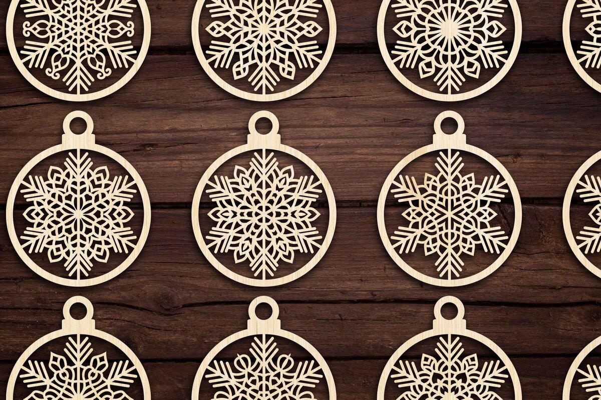 Σετ των 3 Intra απο ξύλο plywood 3mm-4mm πάχος Cut  Christmas Ball 16 Δίασταση 8x8 cm INTRAFABR-79430642