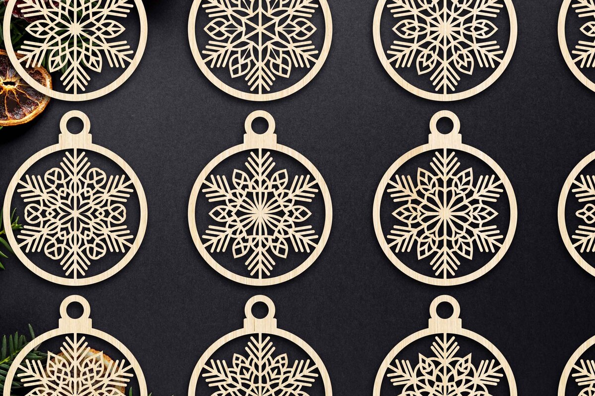 Σετ των 3 Intra απο ξύλο plywood 3mm-4mm πάχος Cut  Christmas Ball 17 Δίασταση 8x8 cm INTRAFABR-79430645